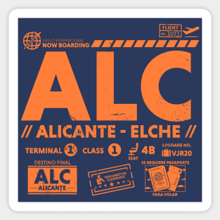 Vintage Alicante Elche ALC Airport Code Travel Day Retro Travel Tag Spain Sticker